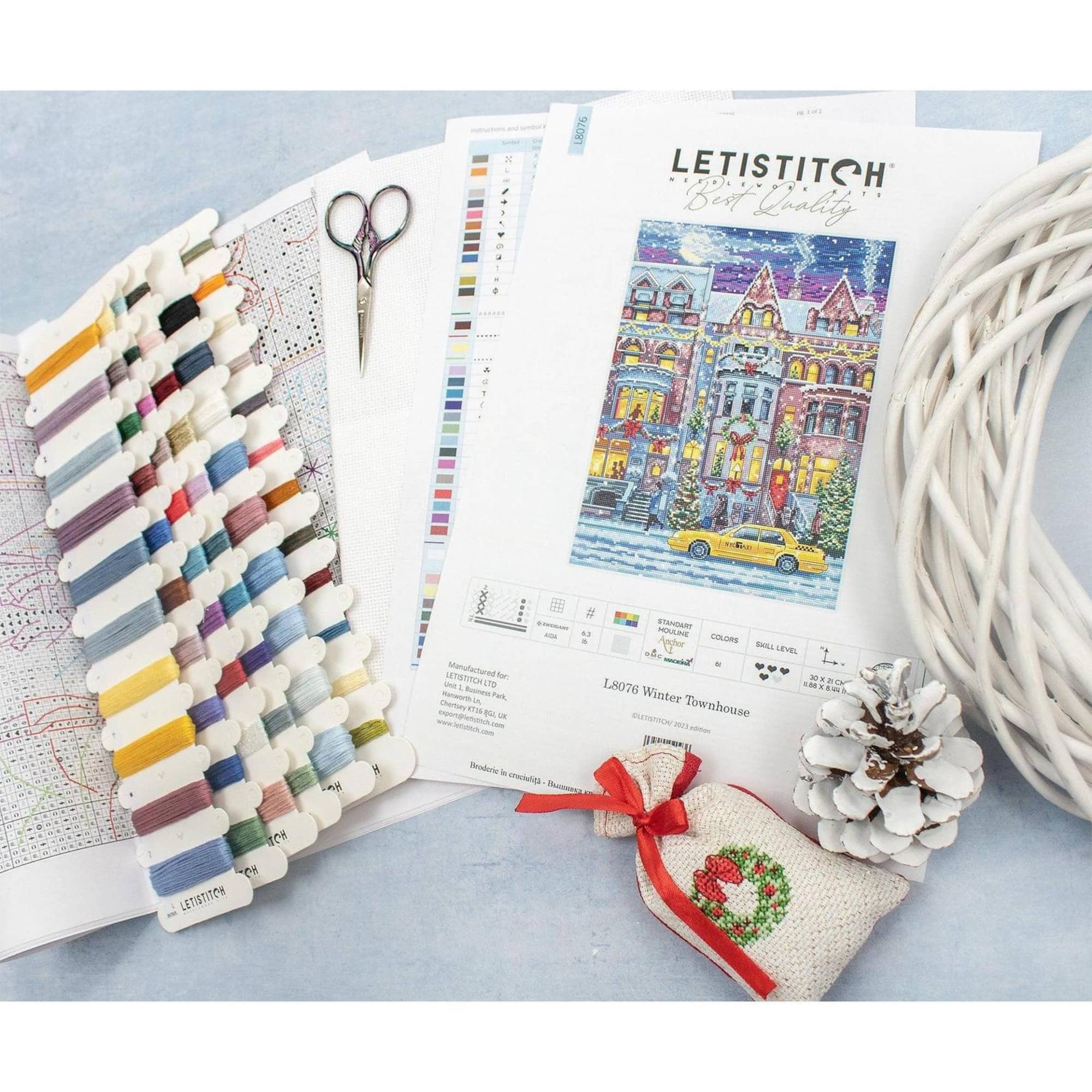 LetiStitch Winter Townhouse Counted Cross Stitch Kit
